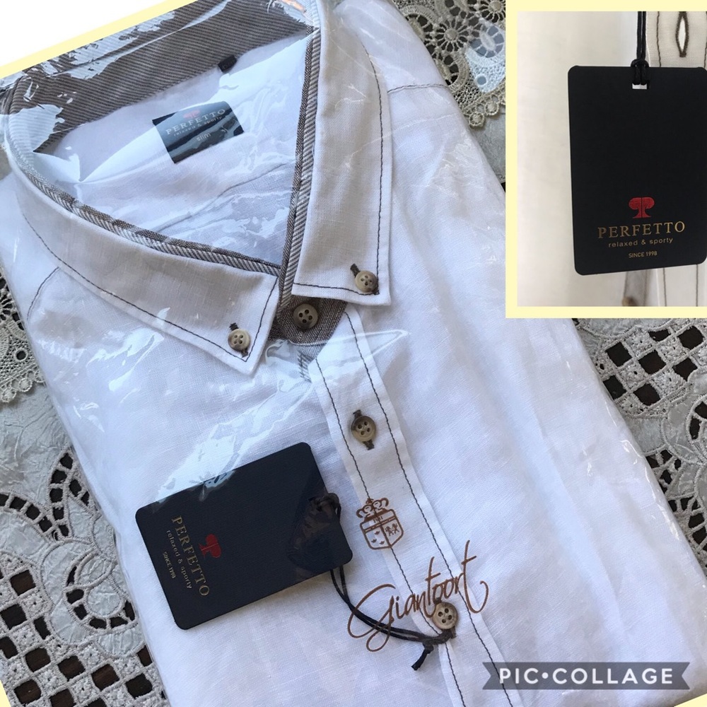 PERFETTO Limited Edition 100% Linen White Shirt - Picture 2 of 7